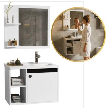 Imagem de Conj Gabinete Banheiro 2 Nichos 60cm com Espelheira e Cuba - Adonis, B