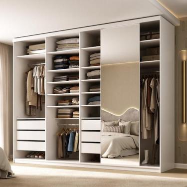 Imagem de Guarda-roupa Closet Casal 100% Mdf Bp 277,7cm com 1 Porta Espelho 6 Ga