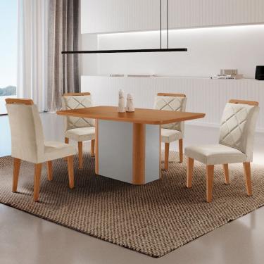 Imagem de Mesa de Jantar Isadora Tampo 120cm MDF Canto Copo e 4 Cadeiras Melissa Moderna Mobilia