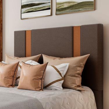 Imagem de Cabeceira Estofada Casal 140 Cm Ametista Corino Marrom