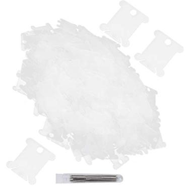 Imagem de Zerodis Coleção de Artesanato Costura Bordado Outros Suprimentos de Bordado de Costura Outros Suprimentos Organizador de Linha Com Agulha de para Artesanato Em Ponto Cruz 300 Peças Bobinas de Fio de Plástico Branco