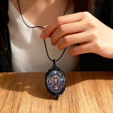 Imagem de Colar com pingente de vidro gótico para mulheres, sol e lua, estilo punk, vintage, corrente de corda de camafeu lunar, acessórios de bruxa, joias modernas, dia dos namorados, standard, Liga de aço