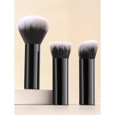 Imagem de 3 conjuntos de pincéis de maquiagem smudge power pincéis de maquiagem corretivo pincel de base, portátil, cabelo sintético premium para misturar líquidos, cremes ou cosméticos em pó impecáveis (HEI)