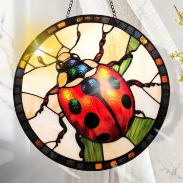 Imagem de Apanhador solar de acrílico colorido, decoração de janela suspensa de animais com design de vitral impresso, apanhador de sol, arte de parede de arco-íris, ideia de presente e ornamento de jardim, uso