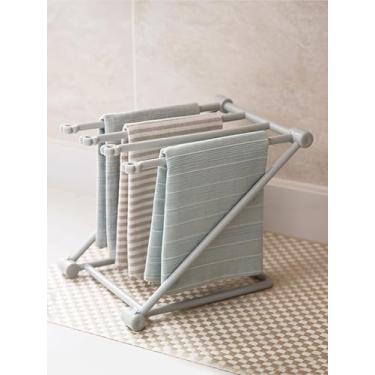 Imagem de 1 conjunto de toalheiros de cozinha vertical dobrável, suporte de pano de prato de bancada com 4 braços, suporte compacto de secagem de pano, organizador de copo de água para banheiro doméstico