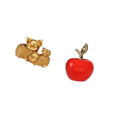 Imagem de Fenteer Escultura de Porco Da Sorte, Estatueta Animal Moderna, Arte em Resina para Estante, Prateleira de Entrada, Peça Central E Estátua de Cerâmica, Ornamen