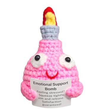 Imagem de Decoração de bomba de crochê feita à mão, decoração divertida, decoração alegre de férias para árvore, casa, escritório, cornija, prateleira, mesa, presente para pai, mãe, avó, tia, família, alegria