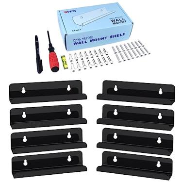 Imagem de WPESI Suporte de parede para discos de vinil, 8 unidades, prateleira de disco de acrílico de 17 cm, exibição de parede de discos, suporte para discos de vinil, rack de CD, pacote com 8 (preto)