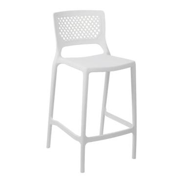 Imagem de Banqueta Alta para Cozinha Branca Empilhável Vênus em Polipropileno Acrilys