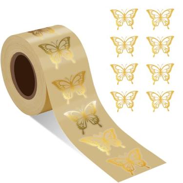 Imagem de 500 pçs adesivos de borboleta, 4 x 3 cm ouro borboleta envelope selo adesivos autoadesivos adesivos para cartão de convite, caixa de presente, festa de casamento presente