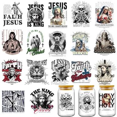Imagem de Copo UV DTF para copos de vidro de 473 ml, 20 folhas Fé Jesus Cristianismo UV DTF adesivo para copo, orações religiosas, adesivos de transferência a frio, decalques, faça você mesmo, garrafa de água