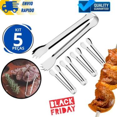 Imagem de Kit 5 Pegador de Carne em Inox Pegador Gelo Frutas Sobremesas Salada B