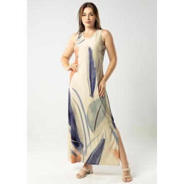 Imagem de Vestido Longo Pau a Pique Estampado Azul