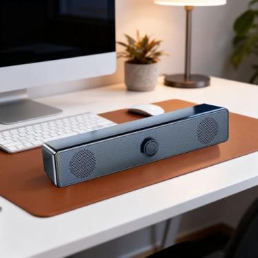 Imagem de Alto-falante de computador com fio, som estéreo, barra de som portátil para jogos, adequado para computadores, telefones celulares, PC, preto