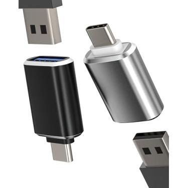 Imagem de Kefiany Adaptador USB C OTG (pacote com 2) conversor USB-A para tipo C para MacBook, iPad, iPhone 15/16 Pro Max, transferência de dados, conexão periférica