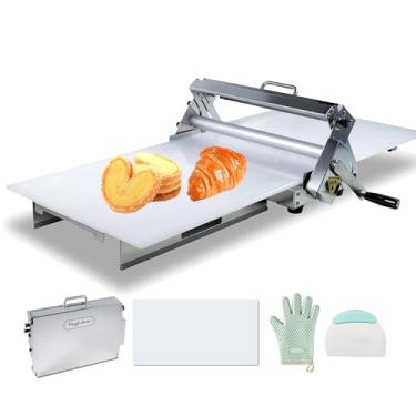Imagem de CNAOHGHN Rolo De Massa De Pastelaria,Laminadora De Massa DobráVel Com Ajuste De Espessura (0-27 Mm/0-17,5 Mm),Laminadora DobráVel Em AçO InoxidáVel Com Painel Antiaderente Em Pp