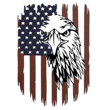 Imagem de Arte de parede de metal águia americana decoração de parede bandeira americana placas de parede águia quarto de julho decorações do dia da independência decoração de parede de metal para escritório em