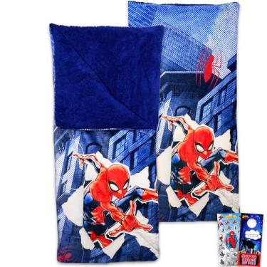 Imagem de Spiderman Sleeping Bag Set - Bundle with Marvel Soft Sherpa Slumber Bag Plus Stickers, More for Kids, Boys | Spiderman Sleeping Bag 27" x 56"