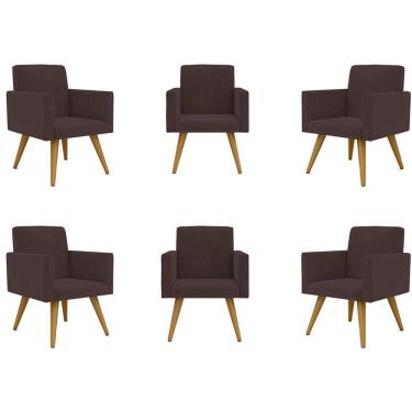 Imagem de Kit 06 Cadeiras Poltronas Decorativa - Escritório - Recepção Cor:marrom