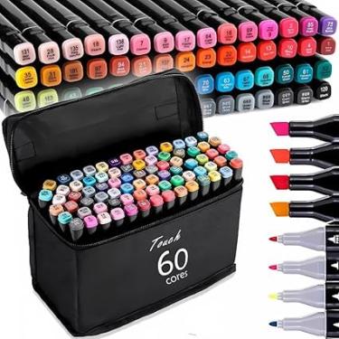 Imagem de Touch 60 Marcadores Artísticos, Kit Profissional com Pontas Duplas, Estojo com 60 Cores Vibrantes para Desenho, Ilustração e Design