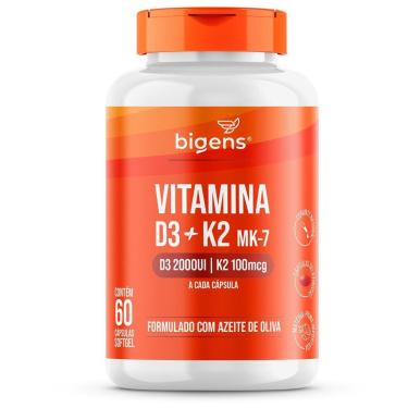 Imagem de Vitamina D3 + K2, Mk7 2000ui | K2 100mg 60caps Bigens-Unissex