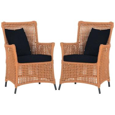 Imagem de Poltronas Igapó Alumínio Pintura Preta Corda Náutica E12 Terra Cota