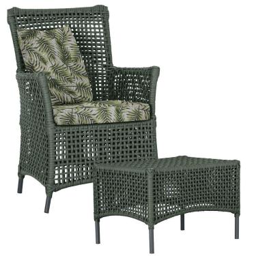 Imagem de Poltrona E Mesa Igapó Em Alumínio Preta Corda Náutica E5 Verde