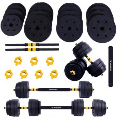 Imagem de Halteres Anilha Barra Kit Musculação Peso Academia 25kg Yangfit