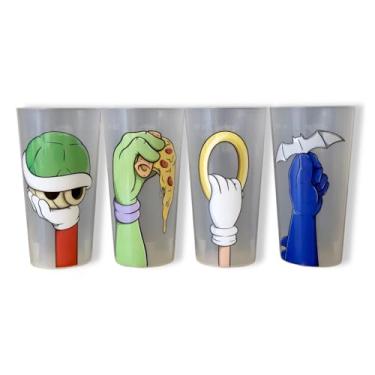 Imagem de ReVè Copos de festa da cultura pop – Conjunto de 4 | Copos de plástico reutilizáveis de 350 ml, ecológicos e duráveis | Feito na França | Copos sem BPA | Seguro para lava-louças na prateleira superior