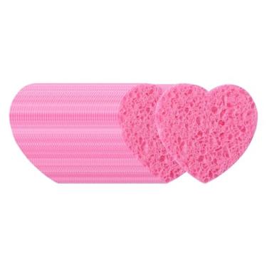 Imagem de oshhni 50 esponjas faciais compactadas para limpeza facial, ideais para mulheres e meninas, portáteis e profissionais, perfeitas para cuidados com a pele, Formato de Coração