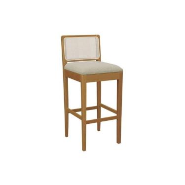 Imagem de Banqueta Sala de Jantar Sara Madeira Maciça 1BMM001CA 1 Un Carvalho/Linho Bege Tela Bege A058A - Kappesberg