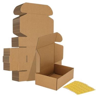 Imagem de HORLIMER Conjunto de 25 caixas de envio de 15 x 10 x 5 cm, caixa de papelão ondulado marrom literatura