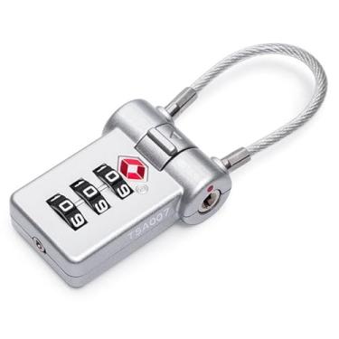Imagem de Fechadura de combinação resistente, 3 posições, reinicializável, bolsa de viagem com senha de armário (prata)