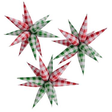Imagem de Balão de alumínio vermelho e verde xadrez xadrez de 81 cm, balões de decoração de festa de Natal, 12 balões de explosão de pontas para casamento, piquenique, aniversário e tema de cabine rústica