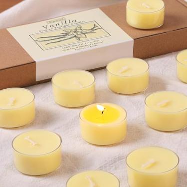 Imagem de Velas perfumadas de baunilha – pacote com 14, cera de palma 100% pura, queima de 6 horas, luzes de chá creme marfim para ambiente aconchegante, relaxamento em casa, ambientes românticos, queima limpa
