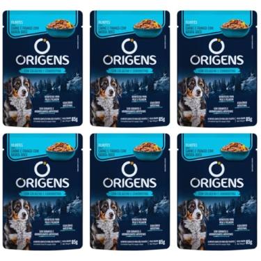 Imagem de Sachê Origens Cães Filhotes Carne Frango e Batata Doce 85g 6 unid Ração Úmida