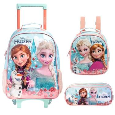 Imagem de Kit Escolar Frozen Disney Mochila Rodinha Estojo Lancheira - Xeryus