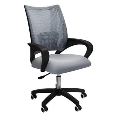 Imagem de Cadeira de escritório cadeira giratória traseira cadeira de computador apoio de braço fixo cadeira de escritório cadeira de escritório ergonômica cadeira de jogo (cor: cinza) necessário
