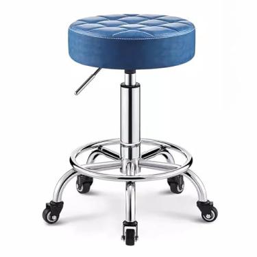 Imagem de BSNANCA Banqueta redonda redonda com roda, banqueta giratória clássica com roda, perfeita para salão de beleza, casa, spa, loja, cadeira com rodinhas ajustável em altura