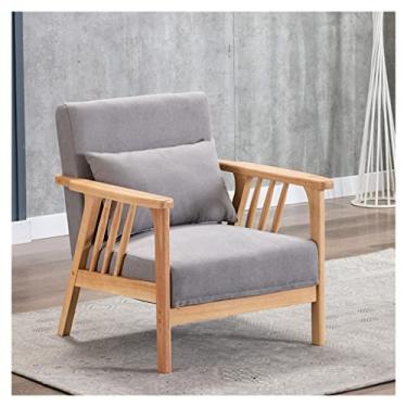 Imagem de ARKORDER Poltrona com otomano, para quarto, cadeira moderna retrô de meados do século com apoio de braço, poltrona reclinável de tecido para sala de escritório