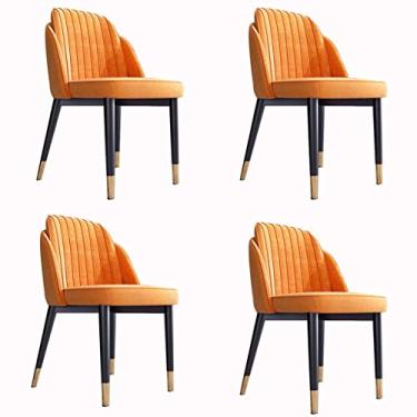 Imagem de Cadeira de jantar, cozinha, sala de jantar, móveis, cadeiras, conjunto de 4 cadeiras de jantar, com pernas de metal, assento de veludo e encostos para lounge, cozinha, quarto, sala de estar (cor