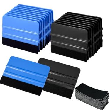Imagem de 20 Pacotes de Scraper Vinil com Panos Feltro Ferramentas Aplicação Adesivos Filme Instalação Papel Parede Corte Automotivo Proteção Pintura Envoltório Solar Scratch Uso Úmido e Seco Design Anti Derrap