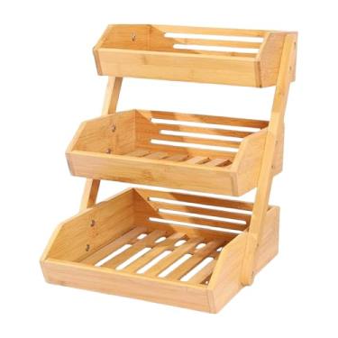Imagem de Cesta de frutas de 3 camadas para balcão – Cesta de madeira para frutas e legumes, organizador de jardim doméstico para fazendeiros, festa, brunch ao ar livre, apartamento, sala de estar, comercial