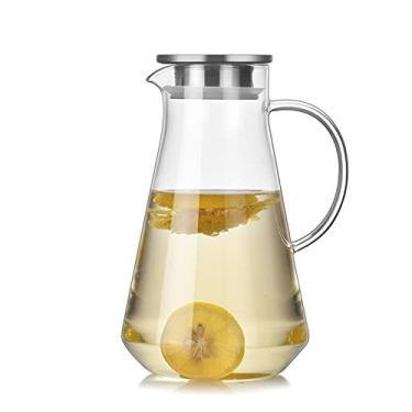 Imagem de Jarras de chá gelado bule de vidro de grande capacidade com alto borossilicato resistente ao calor chaleira fria 1,5 litros tampa de aço inoxidável filtro de vidro chaleira fria jarro de água (tamanho