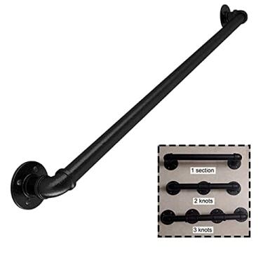 Imagem de Escadas de corrimão para ambientes internos e externos - corrimãos de escadas para idosos com deficiência para crianças com deficiência, metal preto, ferro forjado, suporte externo de parede (1,2 m