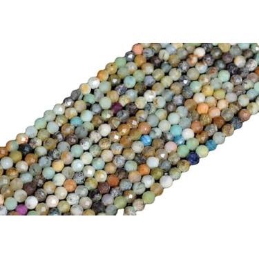 Imagem de Lady Works Fio de 33 cm de pedra natural africana multi turquesa, contas facetadas redondas de 4,5 mm para fazer joias DIY | Beads_00591