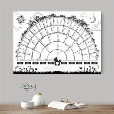 Imagem de Pôster genealógico de geração de gráfico de árvore genealógica, gráfico de ascendência preenchível em branco, moldura de imagem grande para decoração de parede presente para membros 39,9 x 59,9 cm