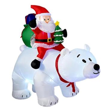 Imagem de predolo Papai Noel Inflável de 1,80 M Sentado em Um Urso Polar, Grande, para Fotos, 110V (EUA), Multifuncional, para Decoração de Jardim, Fácil de Montar, Enf