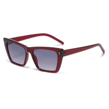 Imagem de HPIRME Óculos de sol femininos retrô de luxo, lentes degradê, masculino, UV400 (vermelho degradê)