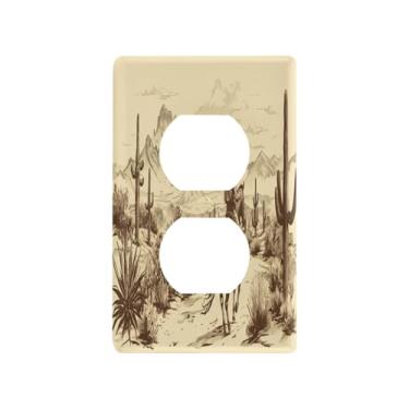 Imagem de Blueangle Placa de parede West Cow Boy Duplex Outlets, tamanho padrão, placas de cobertura de tomada elétrica de 1 gangue para decoração de quarto de escritório em casa, 4,53 x 2,76 polegadas (740)